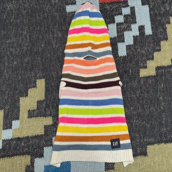 GAP Crazy Stripe Hoodie Knit Dog Sweater, Bright Multi-Color Stripes, XS/S - Picture 2 of 14